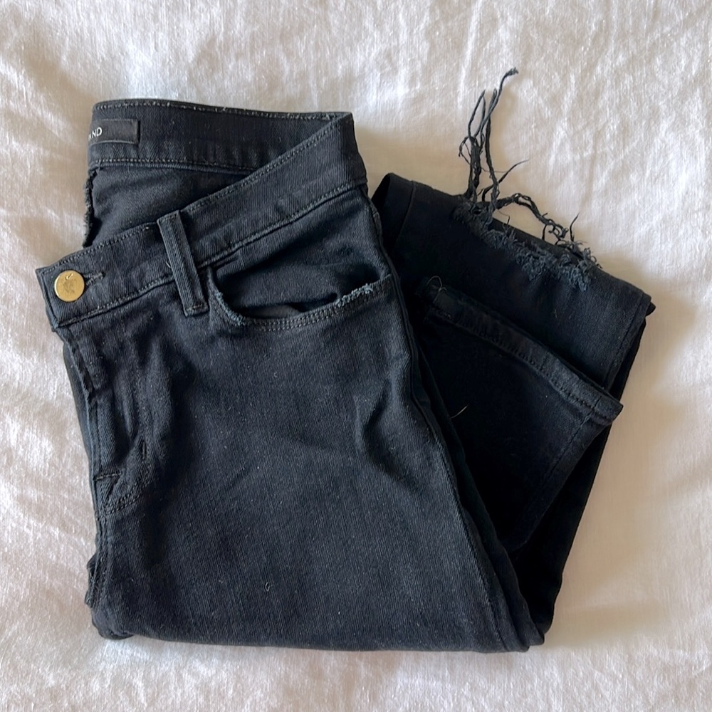 J Brand Super Skinny Distressed Jeans in Blackout